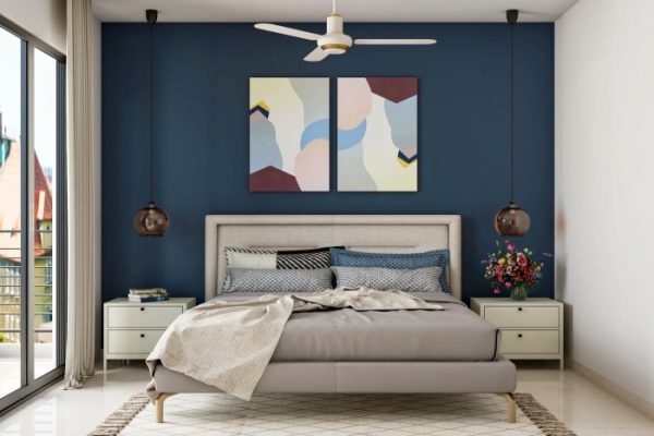 Blue wall bedroom design