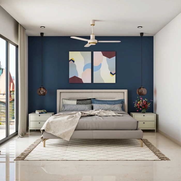 Blue wall bedroom design