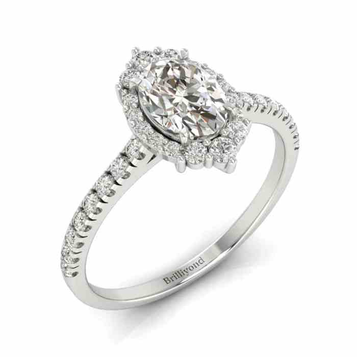 Platinum oval diamond engagement ring