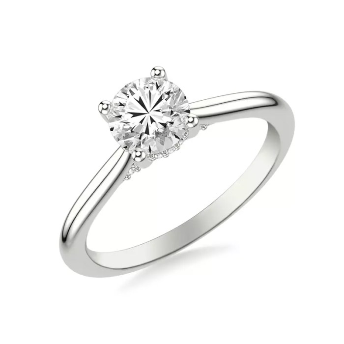 Kate hidden halo diamond engagement ring