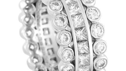 Cartier Diamond Platinum Band Ring at 1stDibs