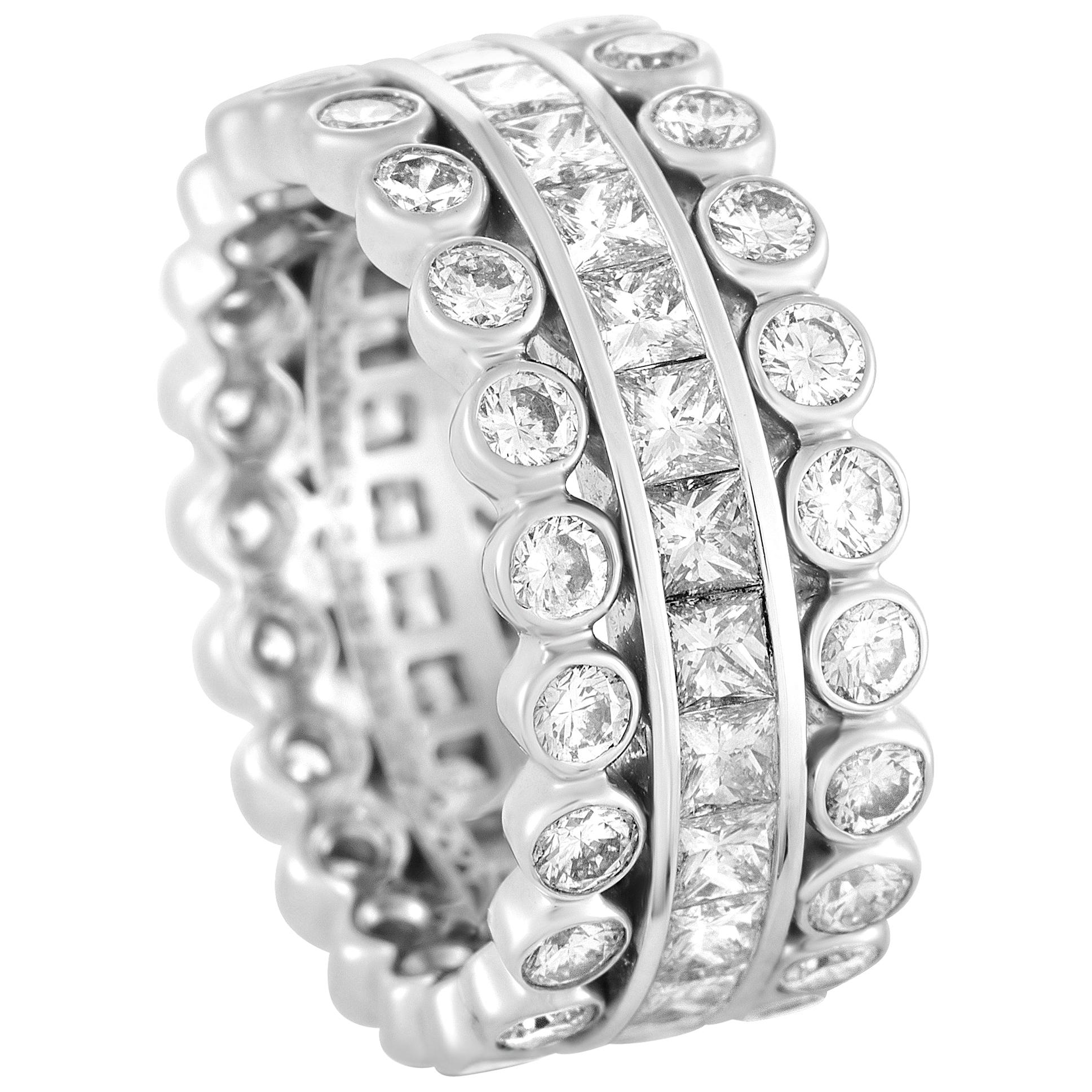 Cartier Diamond Platinum Band Ring at 1stDibs