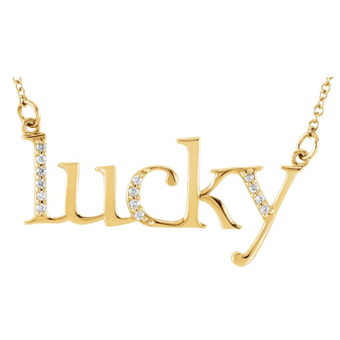 “Lucky” Phrase Necklace or Center - Diamond Eclipse Jewelry