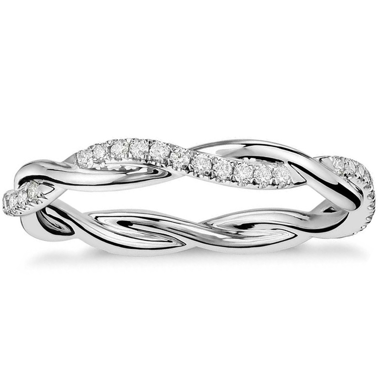1/3 Ct Diamond Eternity Petite Twist Vine Eternity Wedding Ring 10k ...