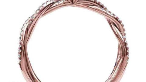 Petite Diamond Twist Engagement Ring Set in Rose Gold - The Diamond Room