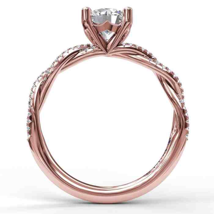 Petite Diamond Twist Engagement Ring Set in Rose Gold - The Diamond Room