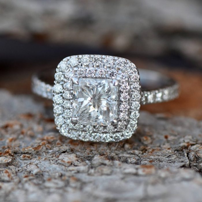 Black diamond square engagement rings