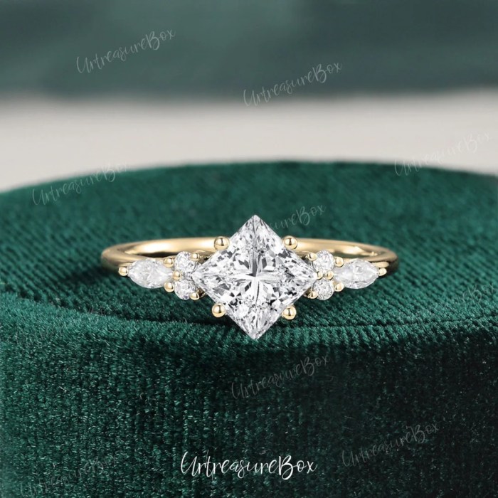 Princess Cut Lab Grown Diamond Engagement Ring, Diamond Bridal Wedding ...