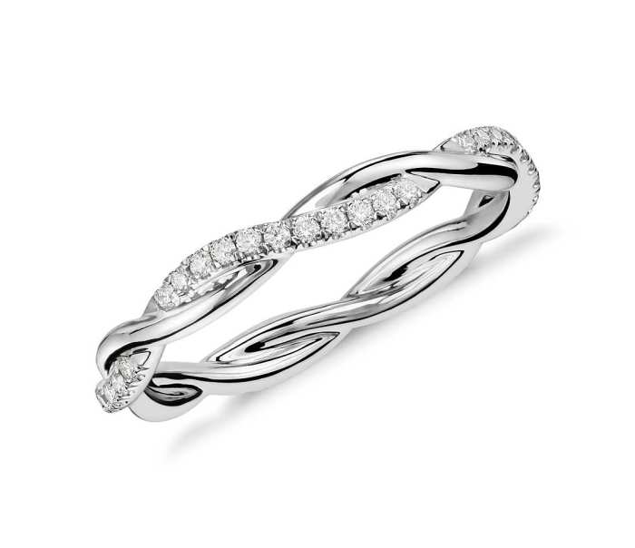 Petite twist diamond engagement ring