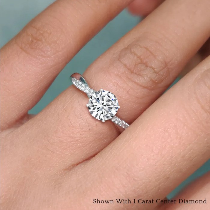 Petite twist diamond engagement ring