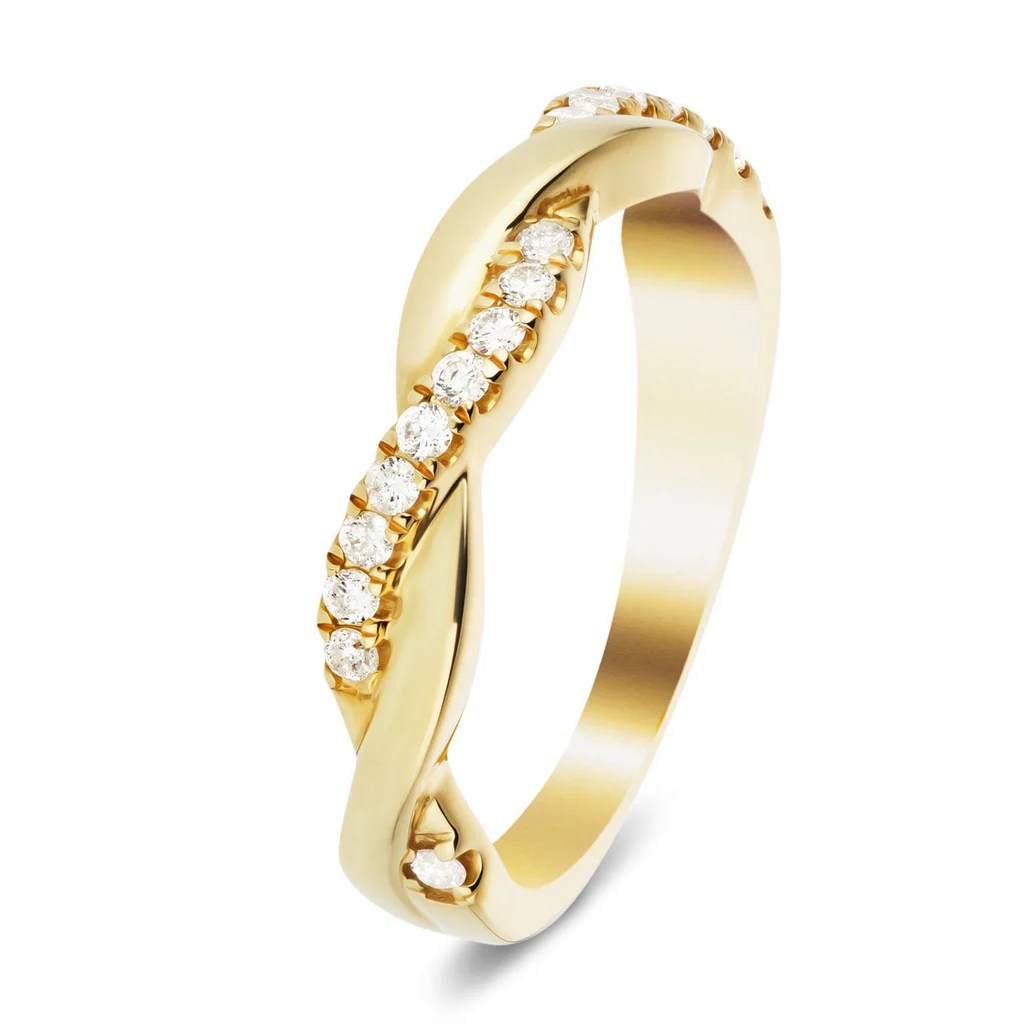 Twist Diamond Eternity Ring 0.15ct G/SI Quality in 9k Yellow Gold – All ...